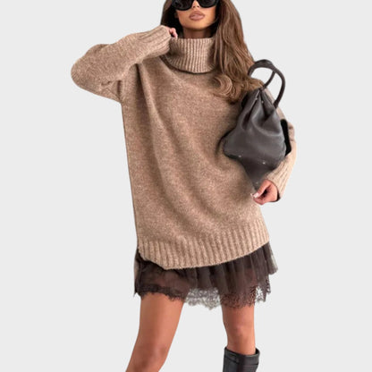 Bonnie – Oversized Strick- und Spitzenkleid-Set
