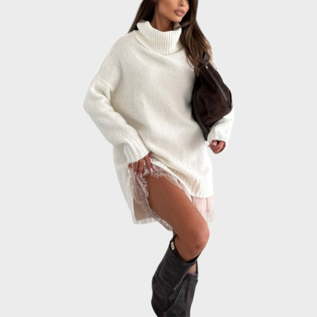 Bonnie – Oversized Strick- und Spitzenkleid-Set