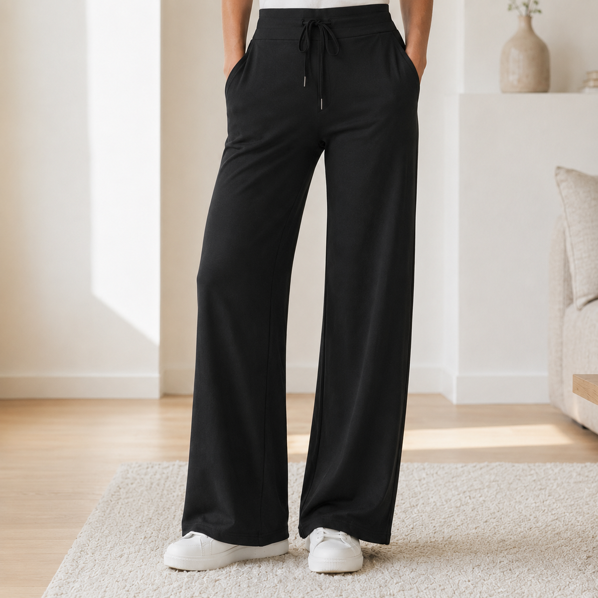 Weite Hose Kira – High Waist in Eisseiden-Optik