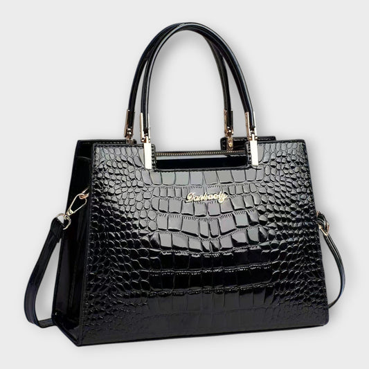 Olivia - Glänzende Krokodilprägung Handtasche