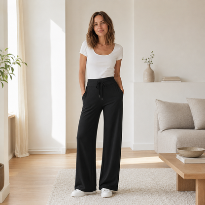 Weite Hose Kira – High Waist in Eisseiden-Optik
