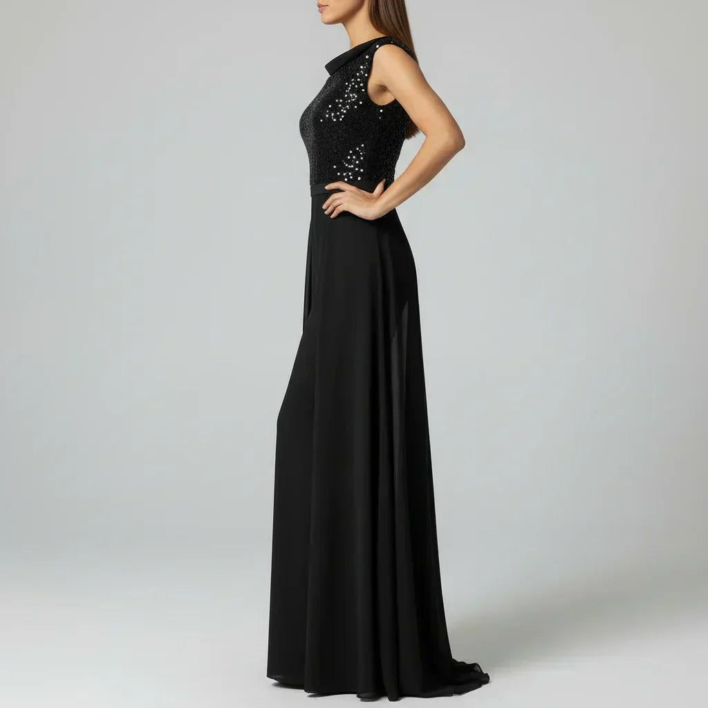 Fallon - Texturiertes Tüll Abend-Jumpsuit