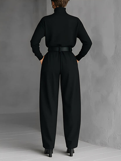 Mia – Poloshirt-Hals Gerade-Bein Jumpsuit