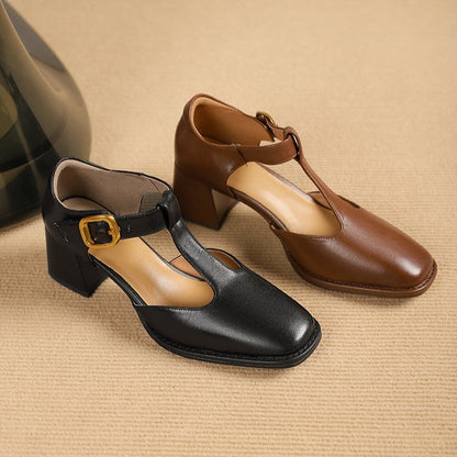 Marcele T-Riemen Leder Pumps