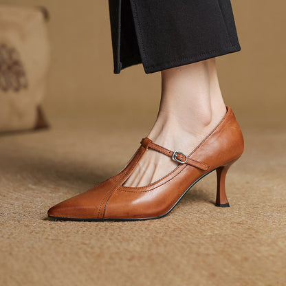 Aveline Leder T-Riemen Pumps