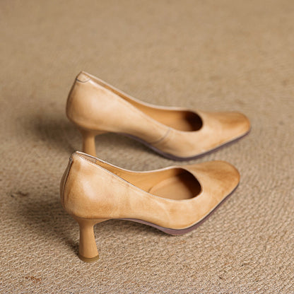 Elviera Quadratische Lederpumps