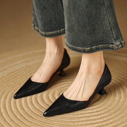 Ceyra Leder Kitten Heels