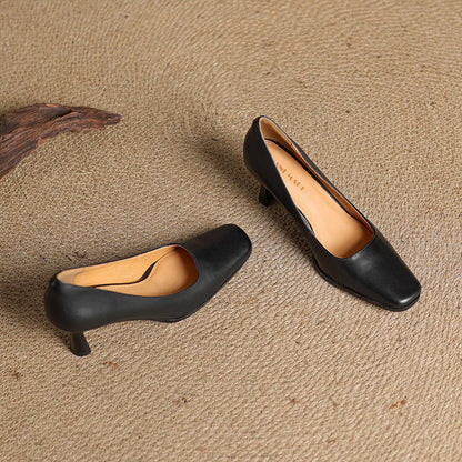 Elviera Quadratische Lederpumps