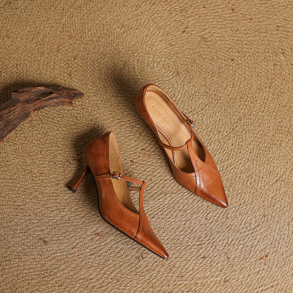 Aveline Leder T-Riemen Pumps