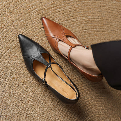 Aveline Leder T-Riemen Pumps