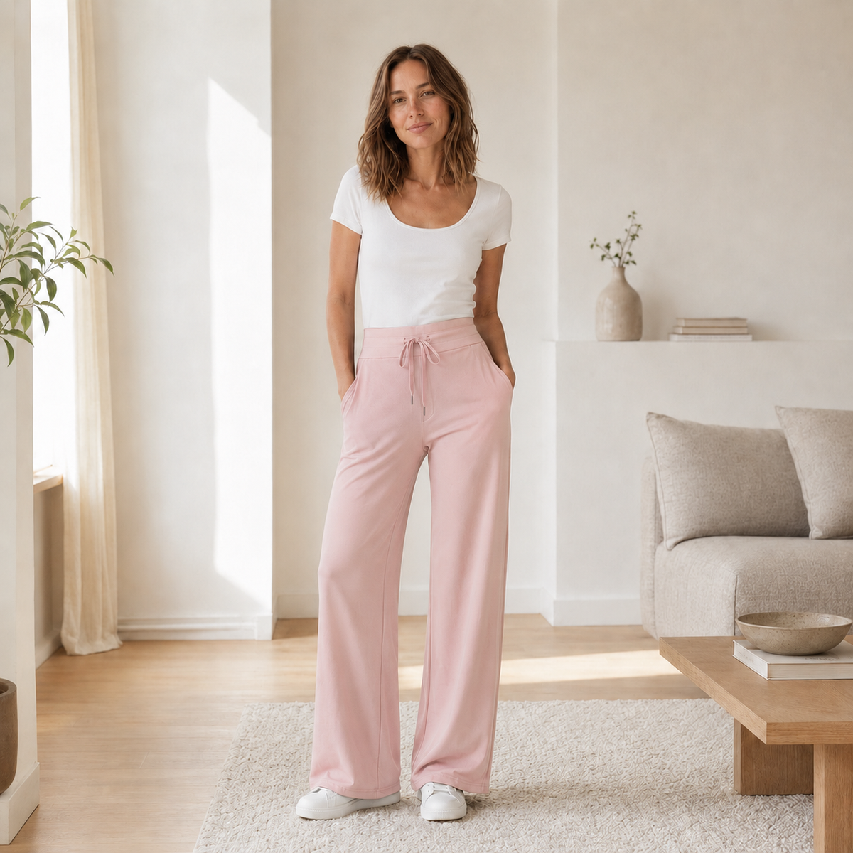 Weite Hose Kira – High Waist in Eisseiden-Optik