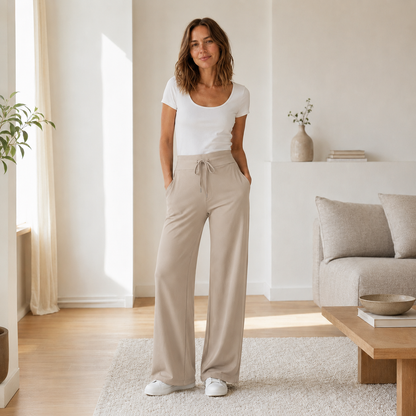 Weite Hose Kira – High Waist in Eisseiden-Optik