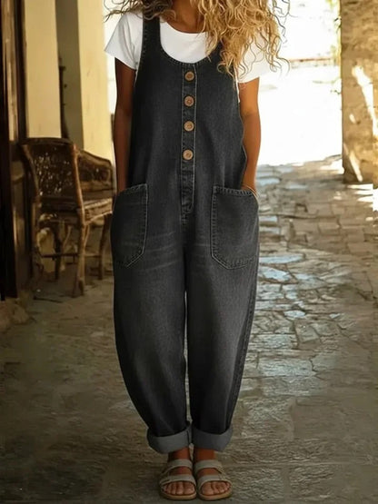 Saylor - Vintage gewaschene Baumwoll-Denim-Latzhose